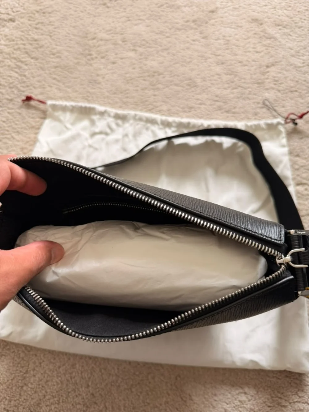 Salvatore Ferragamo Black Leather Messenger Crossbody with Adjustable Strap